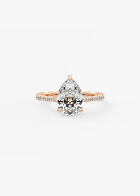 Pear Pave Cathedral Lab Grown Diamond Engagement Ring