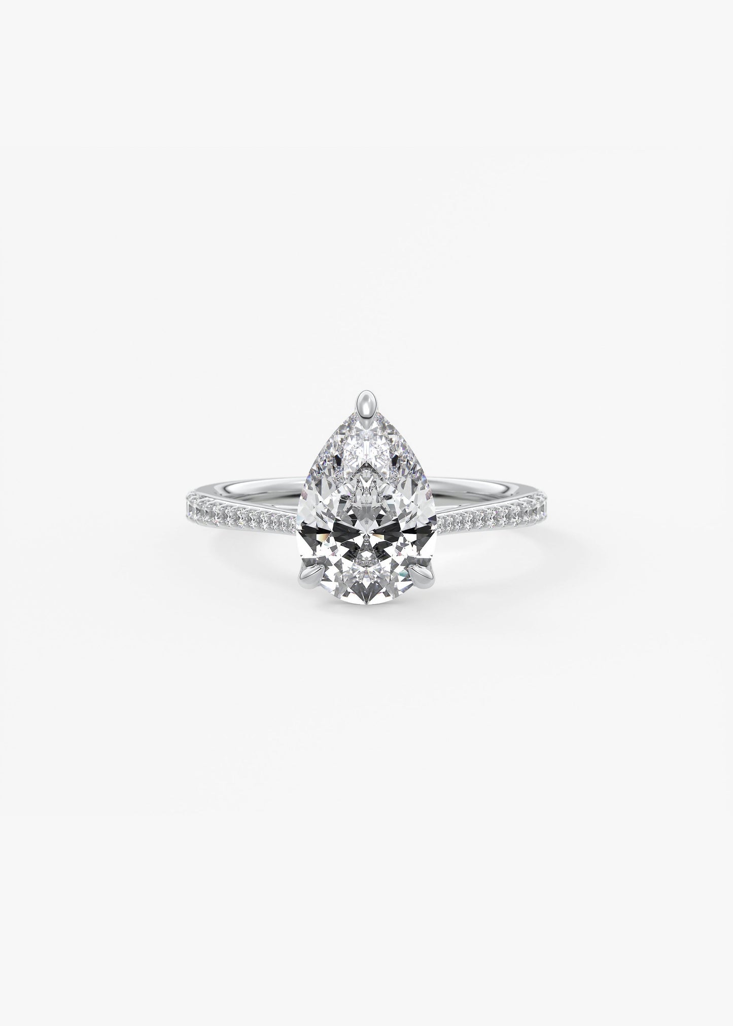 Pear Pave Cathedral Lab Grown Diamond Engagement Ring
