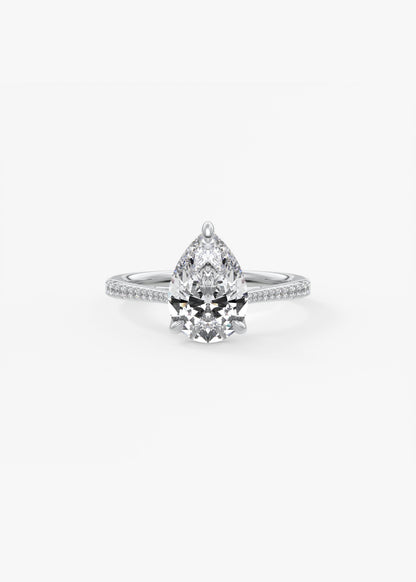 Pear Pave Cathedral Lab Grown Diamond Engagement Ring