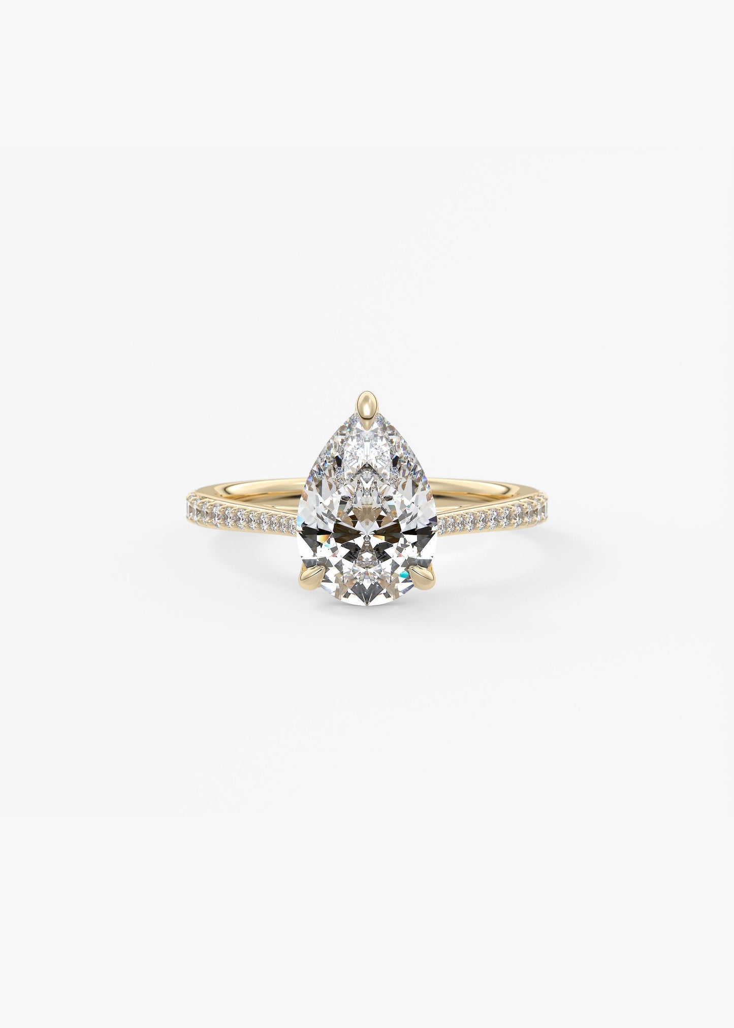 Pear Pave Cathedral Lab Grown Diamond Engagement Ring