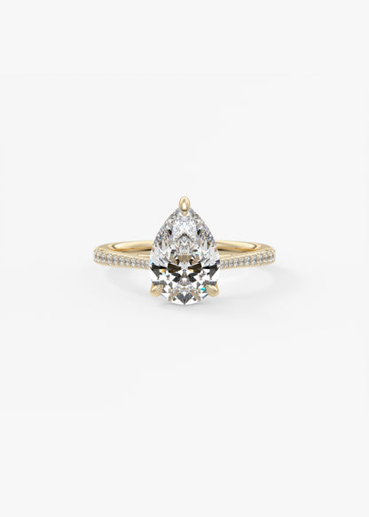 Pear Pave Cathedral Lab Grown Diamond Engagement Ring