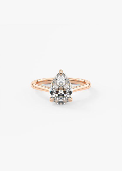 Pear Solitaire Cathedral Lab Grown Diamond Engagement Ring