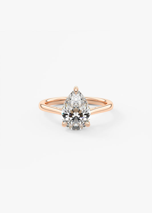 Pear Solitaire Cathedral Lab Grown Diamond Engagement Ring