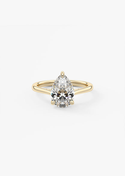 Pear Solitaire Cathedral Lab Grown Diamond Engagement Ring