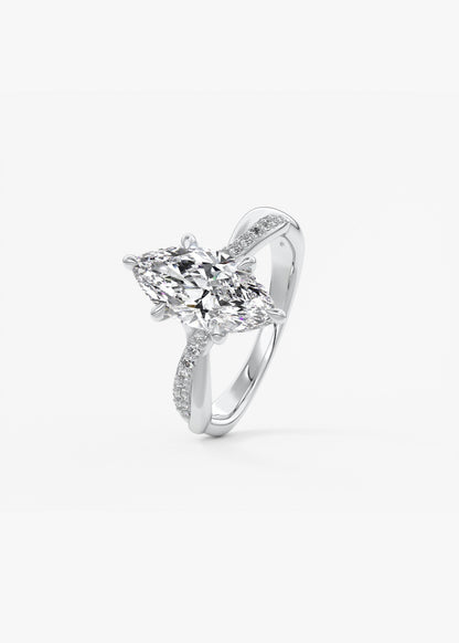 Marquise Twisted Pave Lab Grown Diamond Engagement Ring