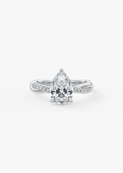 Pear Twisted Pave Lab Grown Diamond Engagement Ring