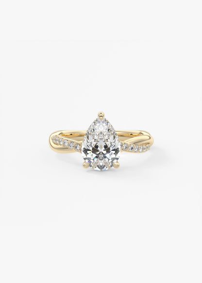 Pear Twisted Pave Lab Grown Diamond Engagement Ring