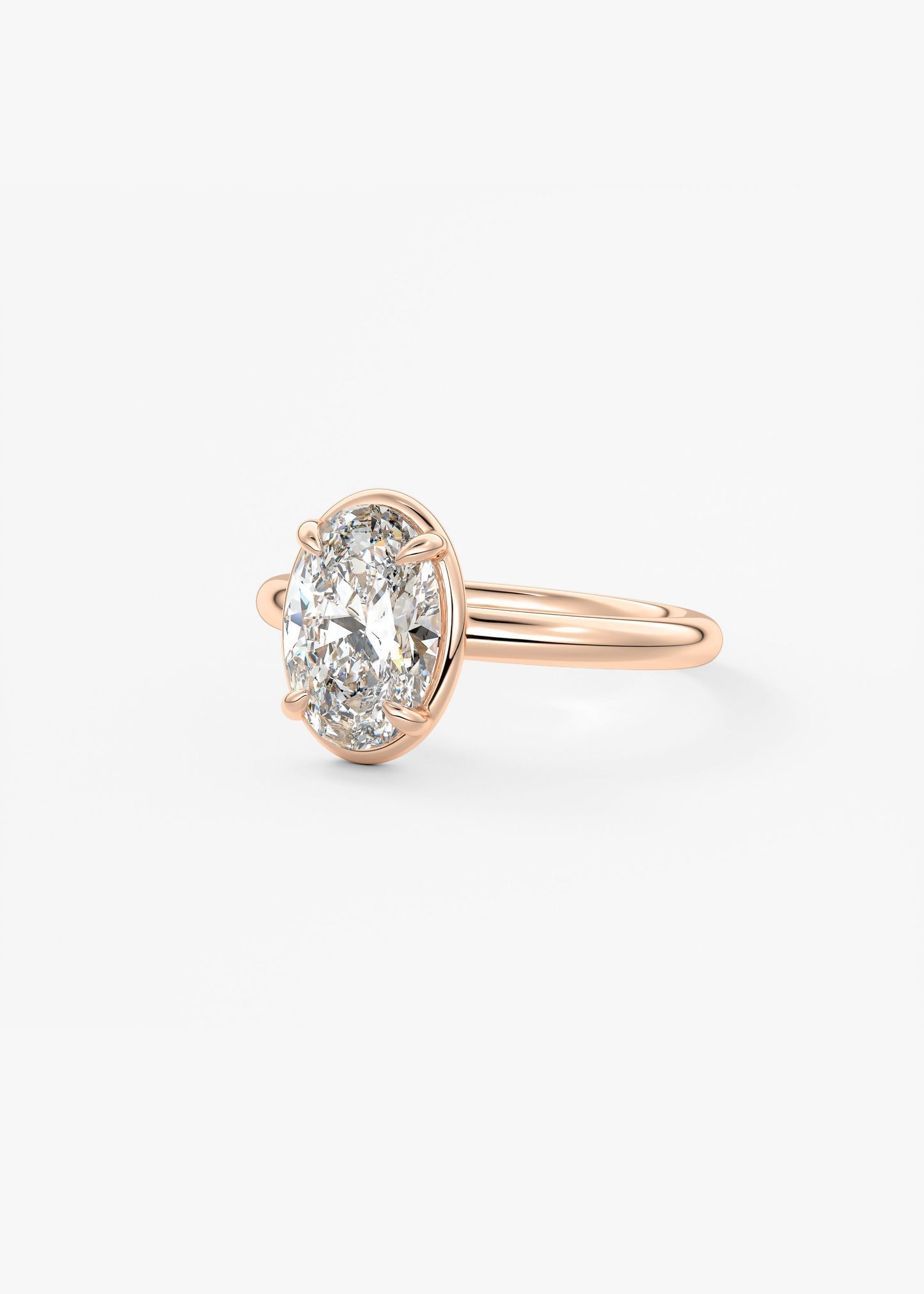 Oval Bezel Lab Grown Diamond Engagement Ring