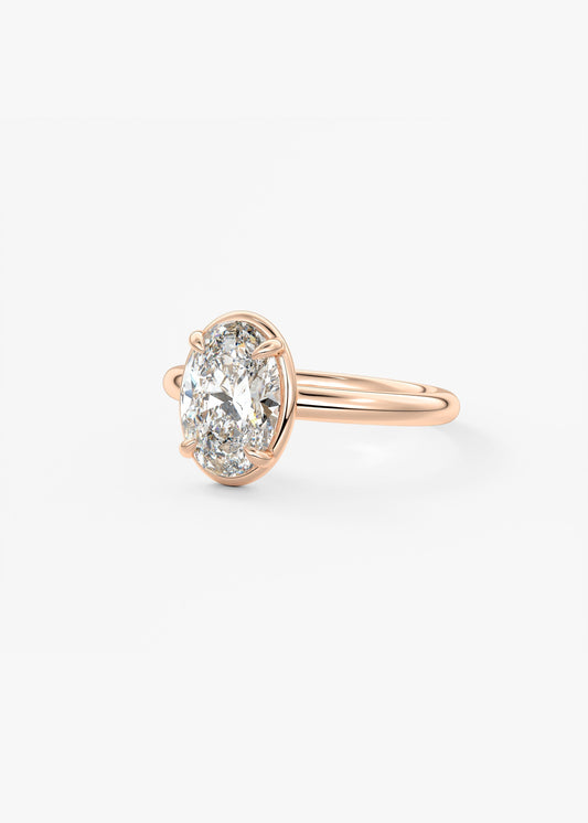 Oval Bezel Lab Grown Diamond Engagement Ring