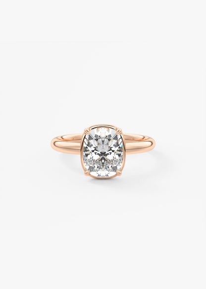 Elongated Cushion Bezel Lab Grown Diamond Engagement Ring