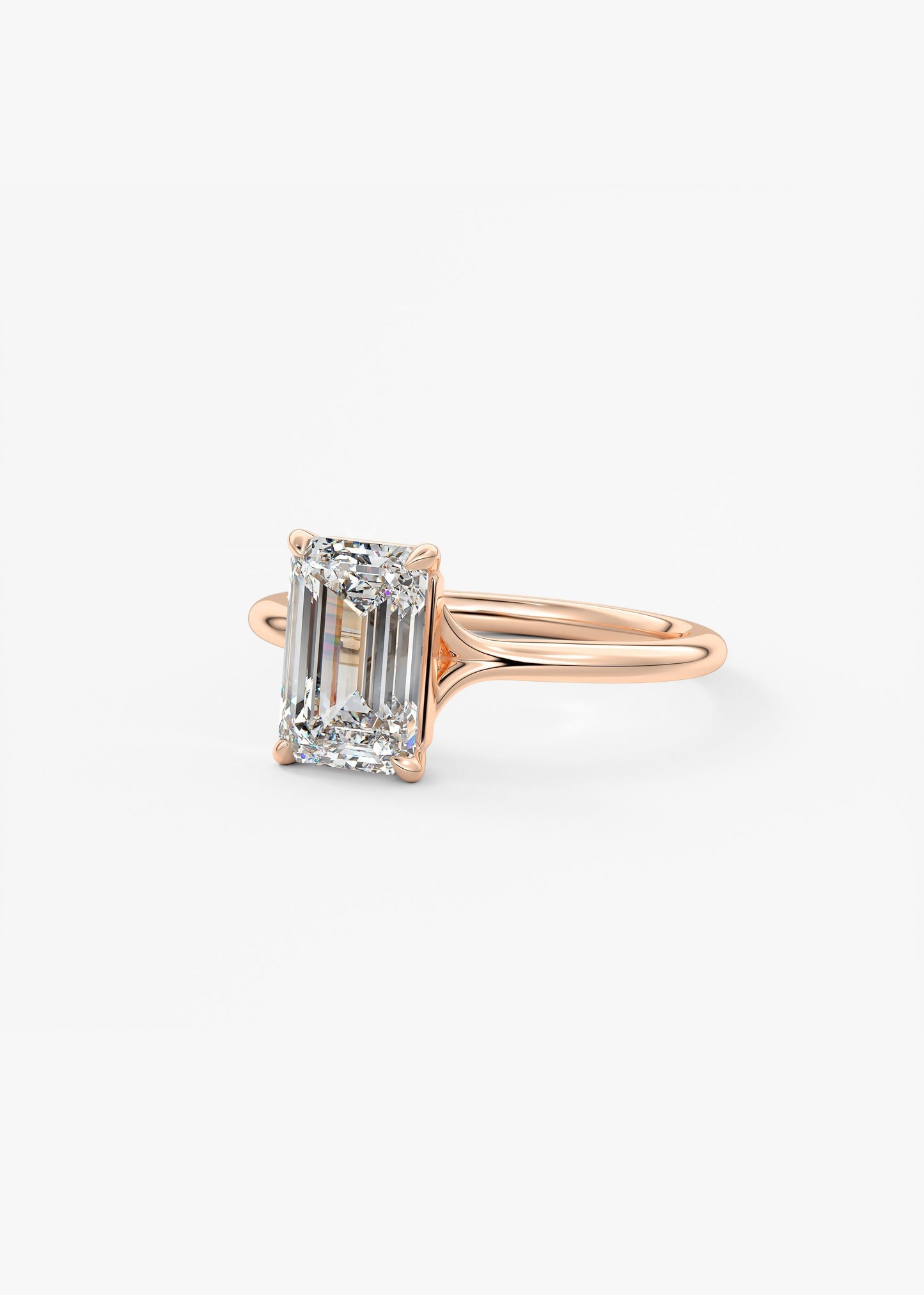 Emerald Split Shank Lab Grown Diamond Engagement Ring