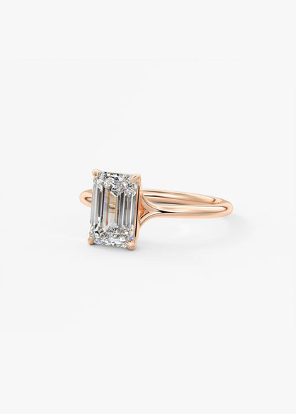 Emerald Split Shank Lab Grown Diamond Engagement Ring