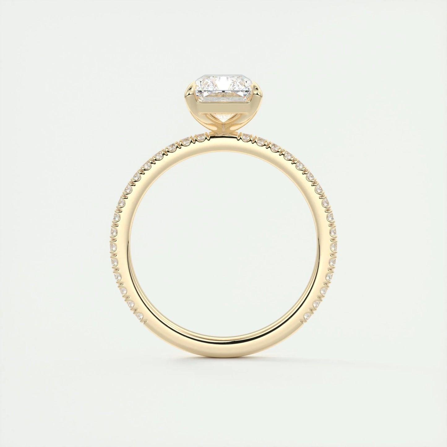 2.10 CT Radiant Solitaire Pave Moissanite Engagement Ring