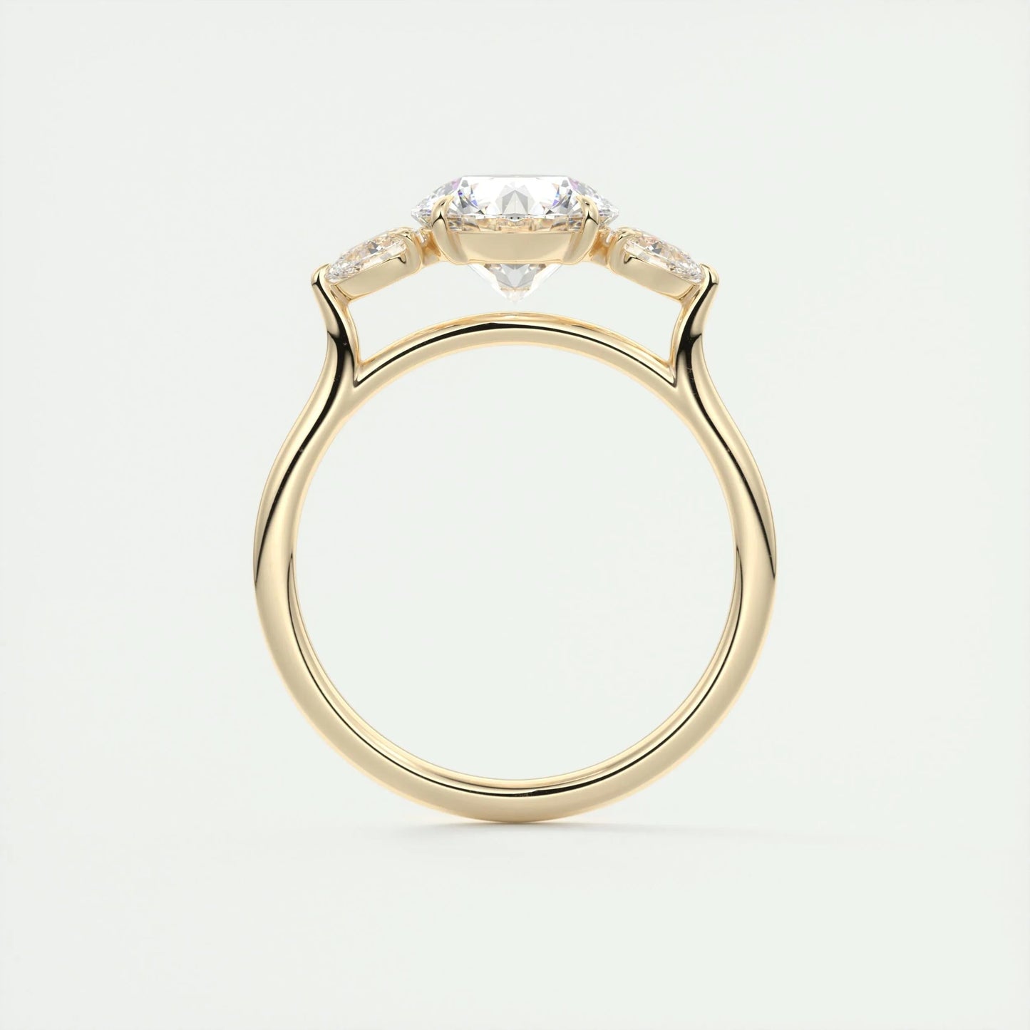 2.0 CT Round Cut Three Stone Moissanite Engagement Ring