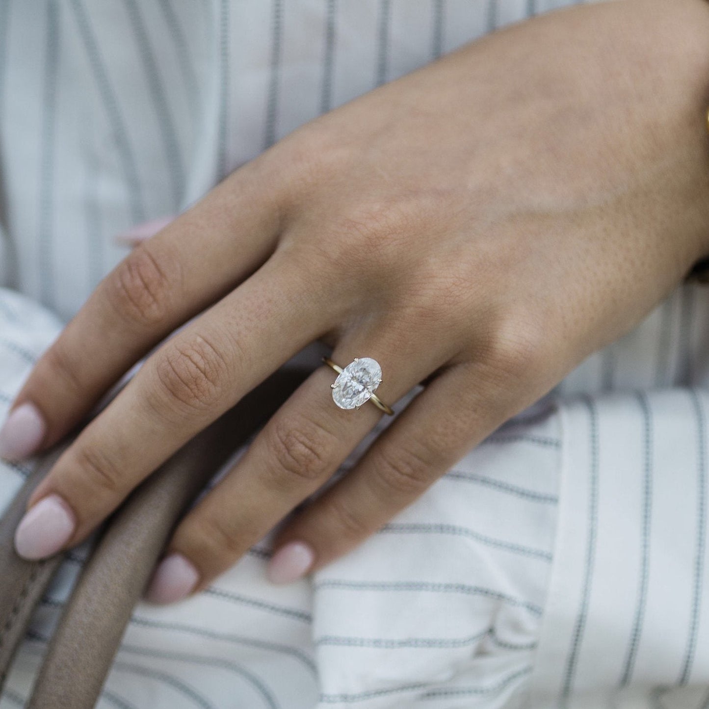 4 CT Oval Solitaire Lab Grown Diamond Engagement Ring