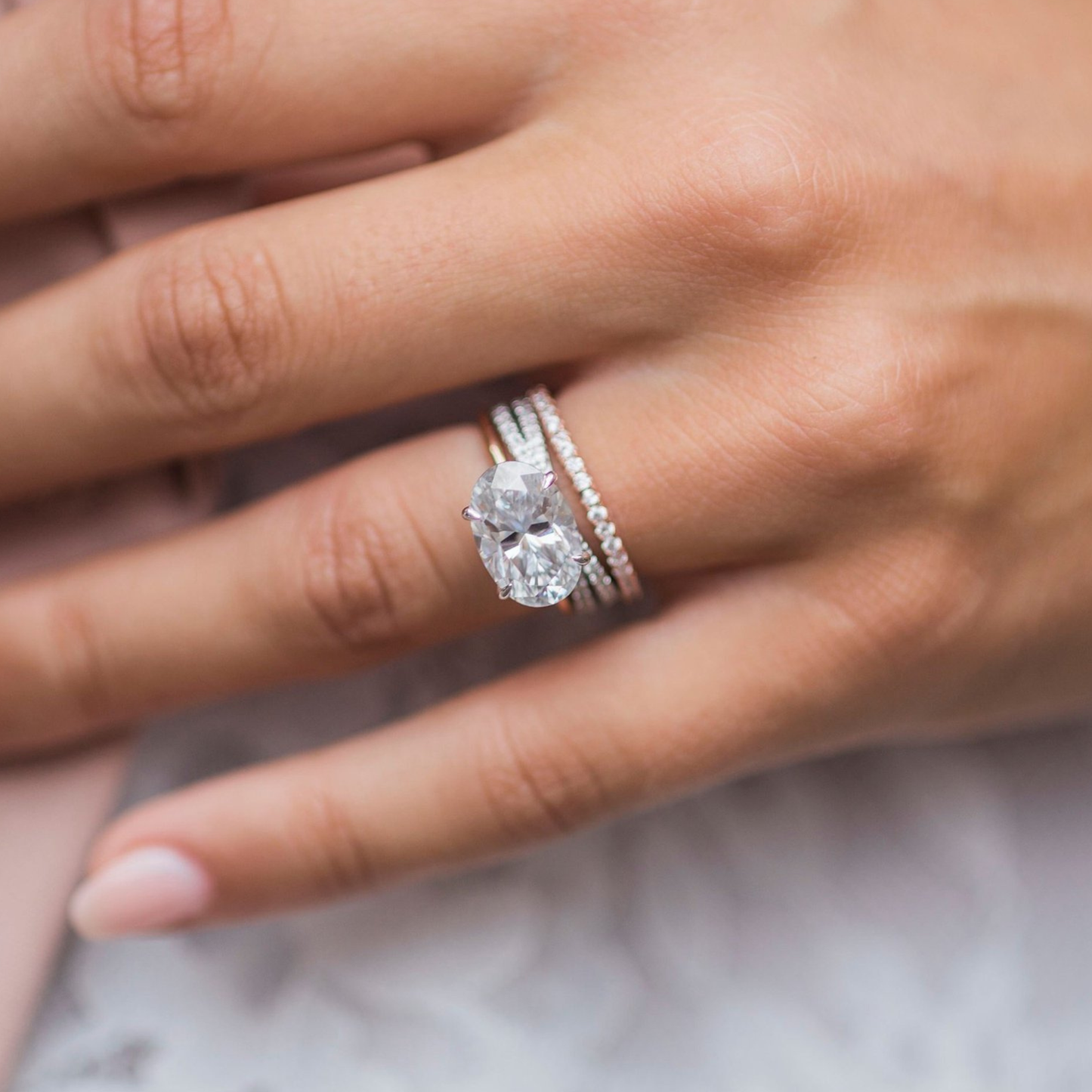 4 CT East West Oval Solitaire Lab Grown Diamond Engagement Ring