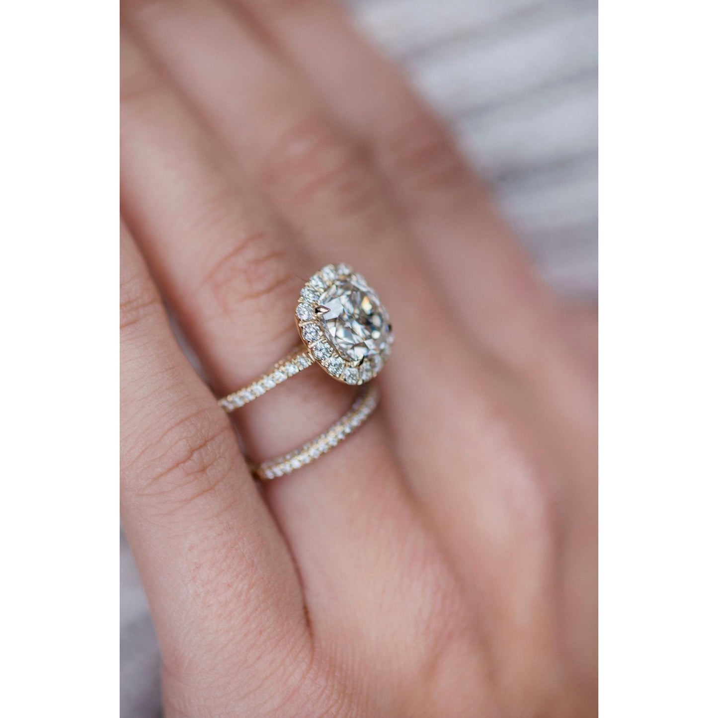 4.0 CT Cushion Halo & Pave Moissanite Engagement Ring