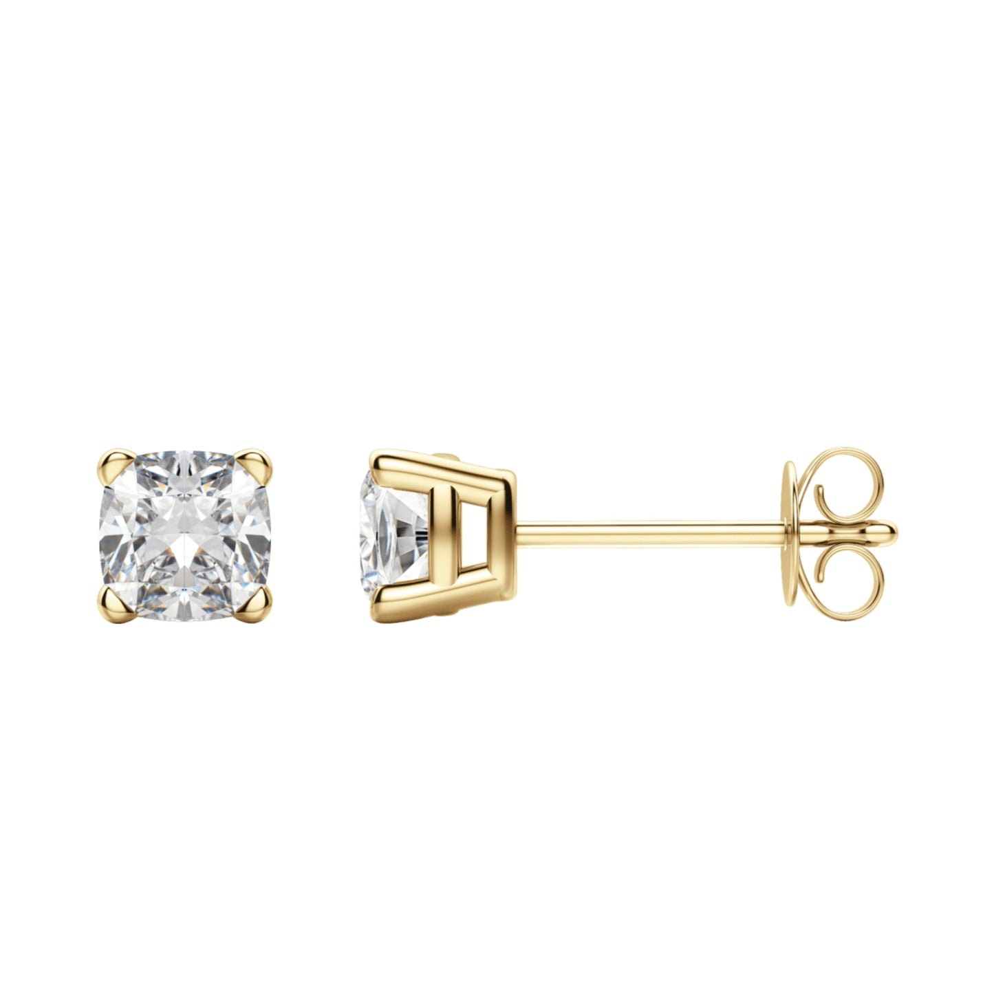 0.50 TCW-1.0 TCW Cushion Cut Moissanite Solitaire Stud Earrings