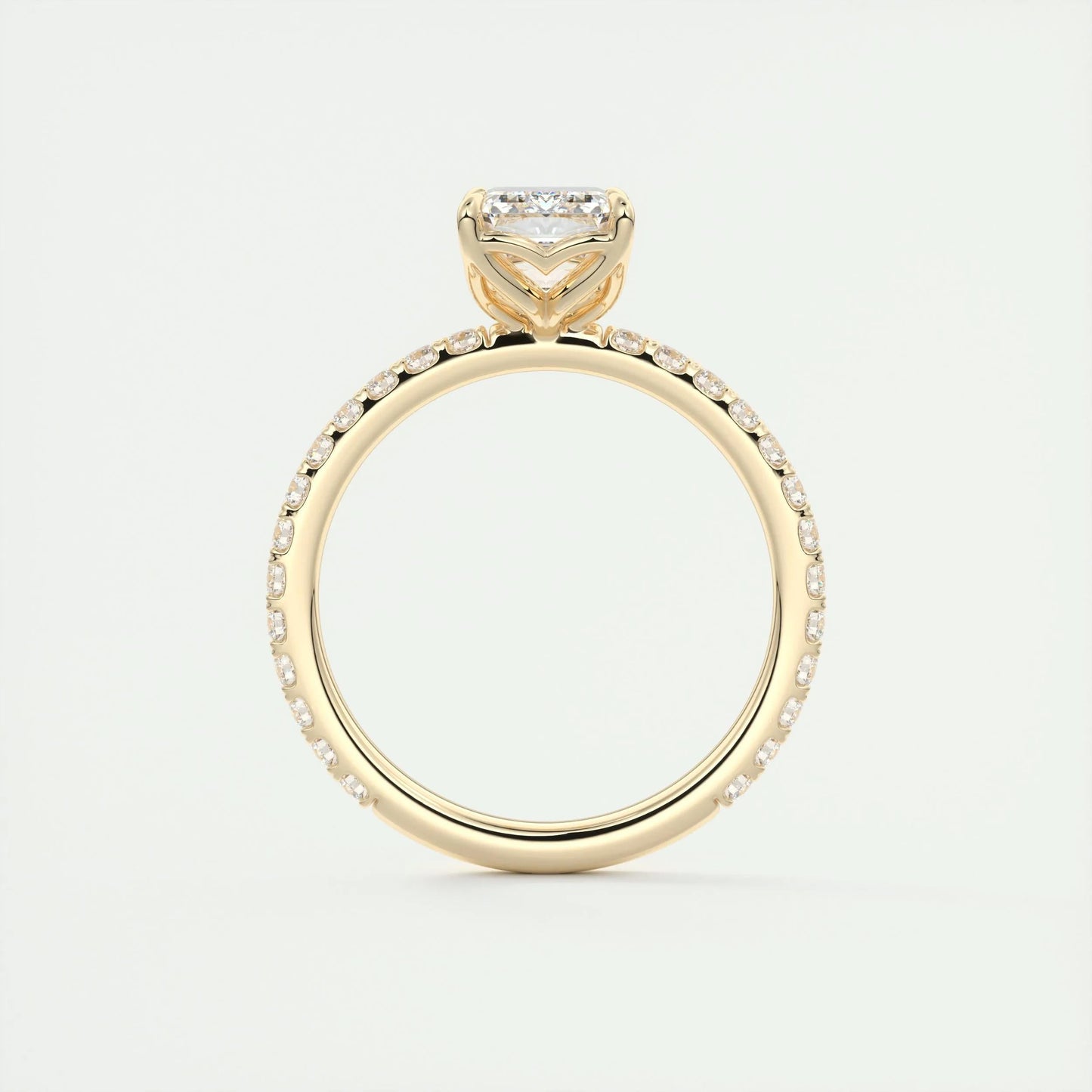 1.91 CT Emerald Solitaire Pave Moissanite Engagement Ring