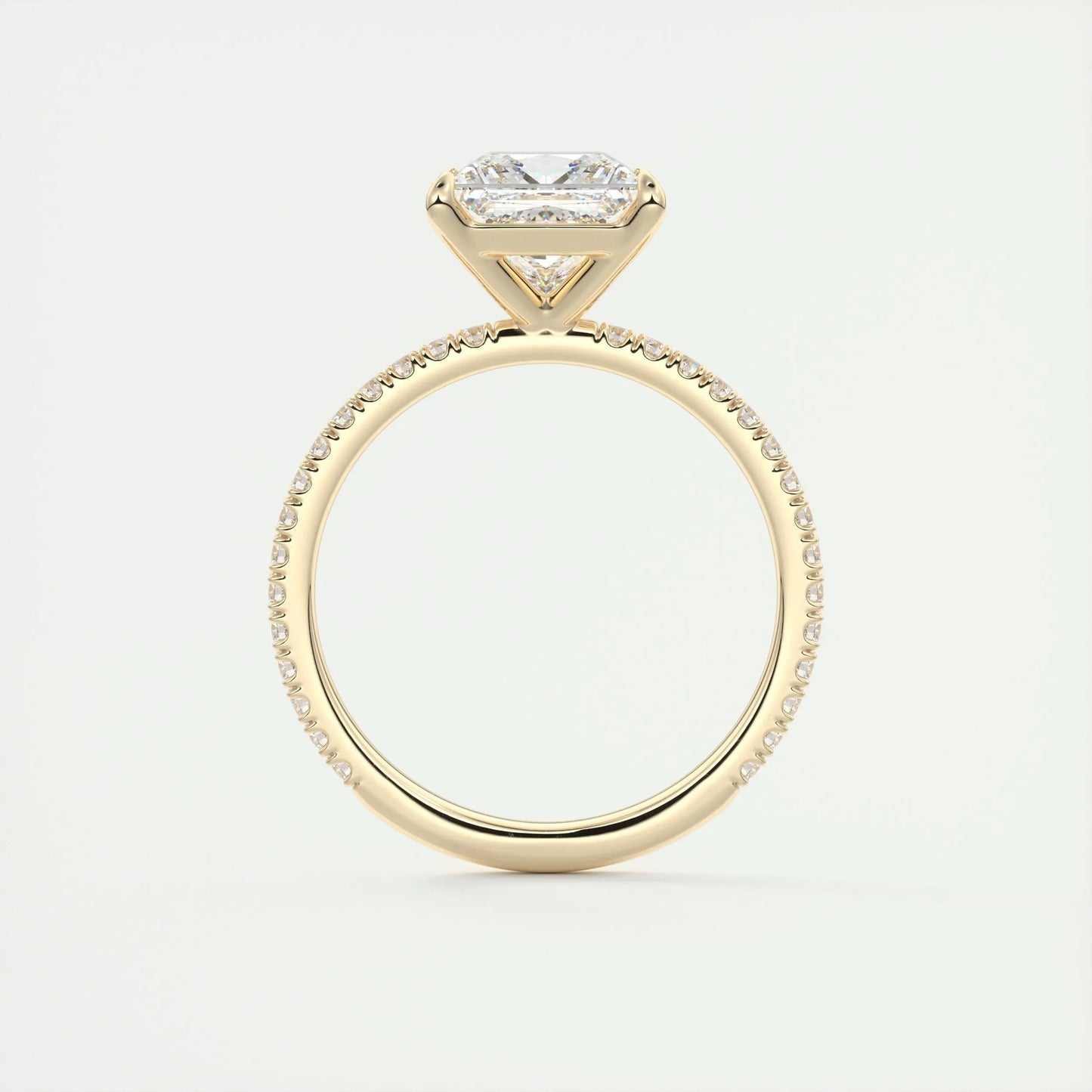 2.08 CT Princess Solitaire Pave Moissanite Engagement Ring