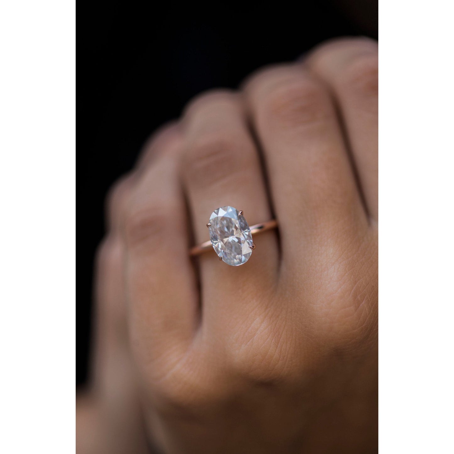 4.0 CT Oval Solitaire Moissanite Engagement Ring