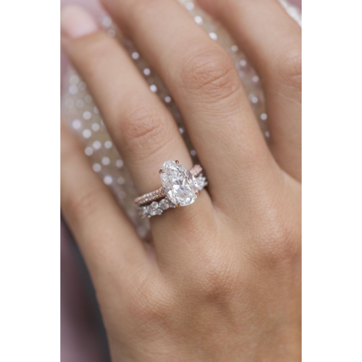 3.20 CT Pear Solitaire Hidden Halo & Pave Moissanite Engagement Ring