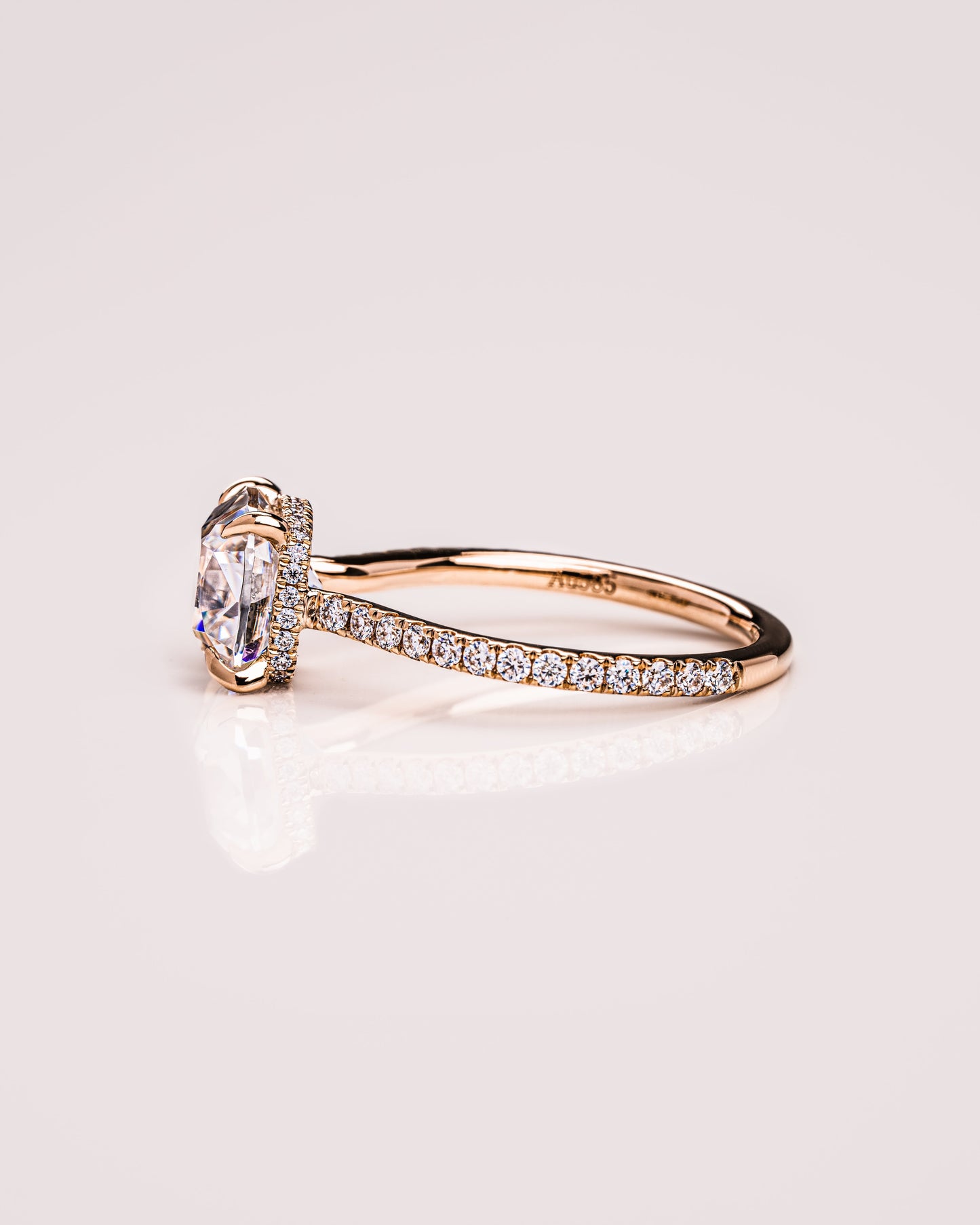 1.74 CT Cushion Solitaire Pave Moissanite Engagement Ring