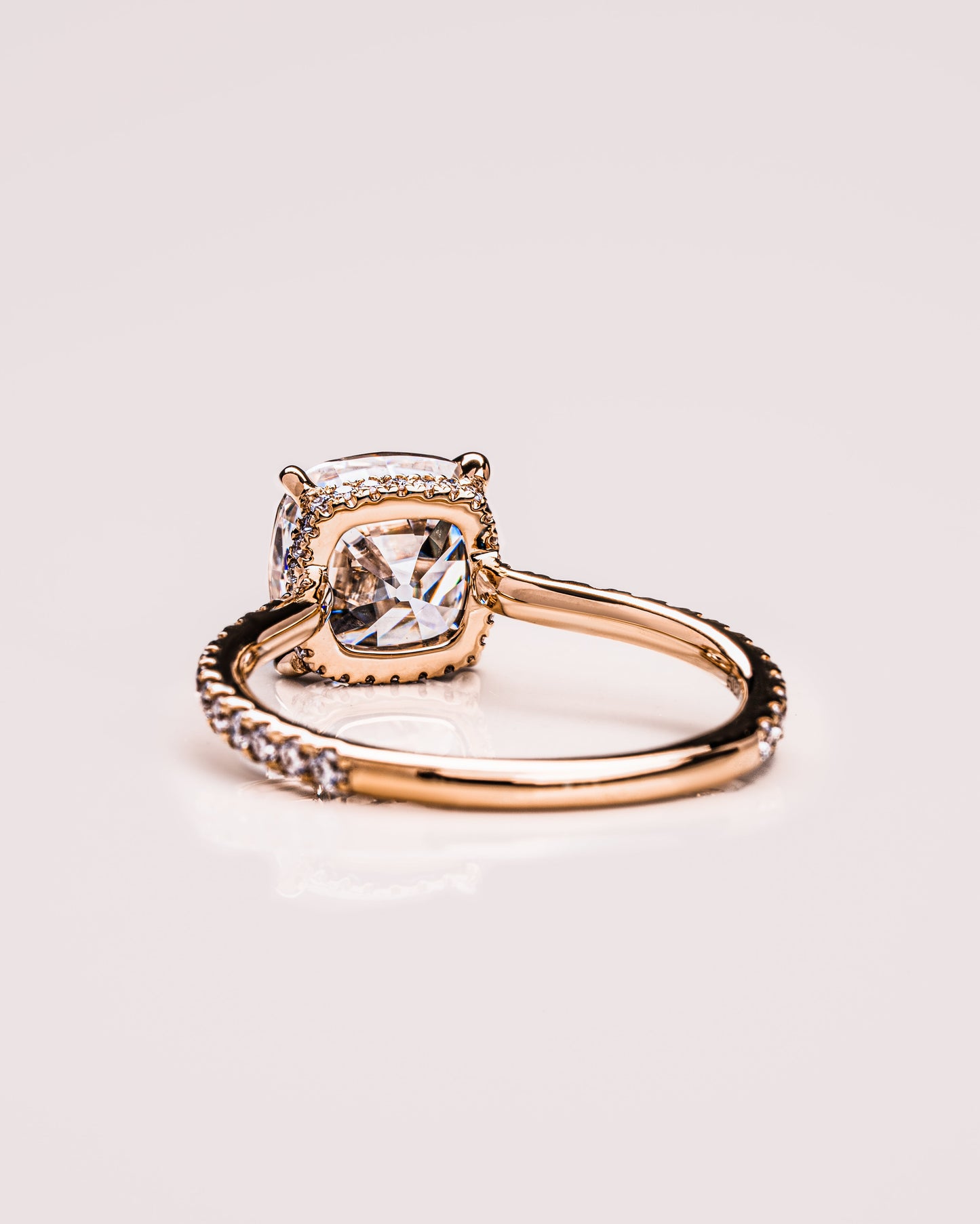 1.74 CT Cushion Solitaire Pave Moissanite Engagement Ring