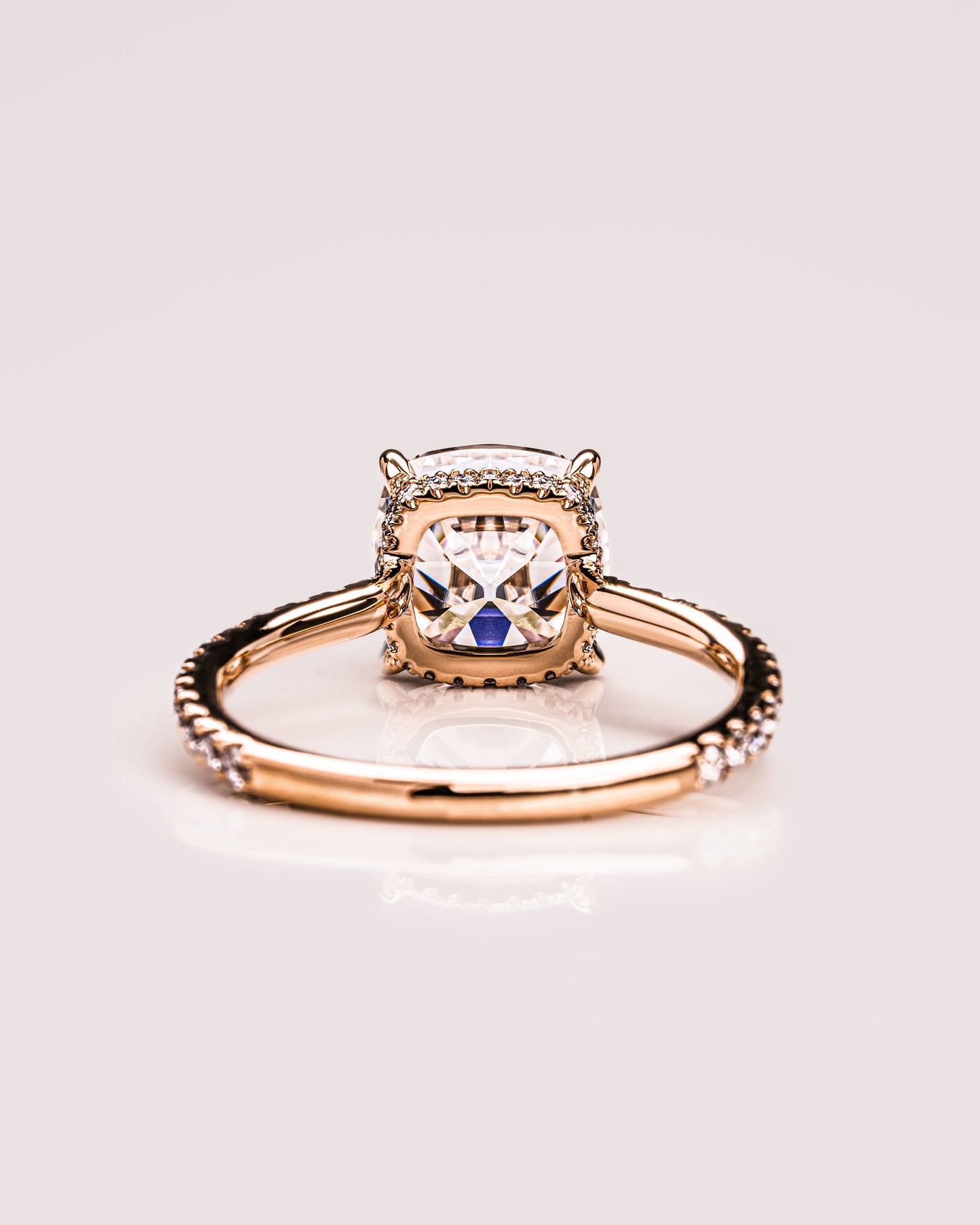 1.74 CT Cushion Solitaire Pave Moissanite Engagement Ring