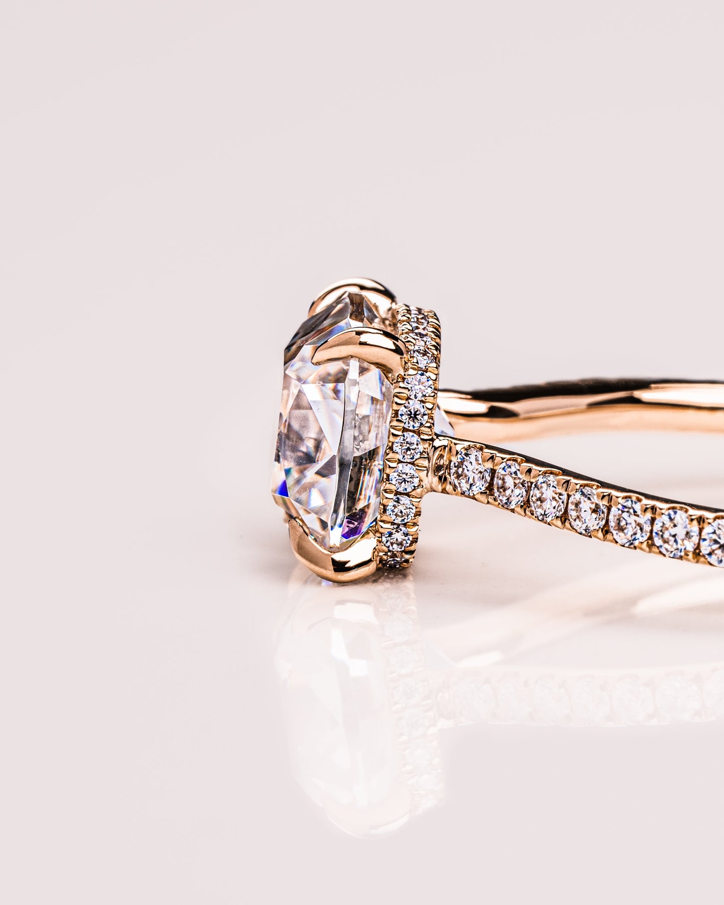 1.74 CT Cushion Solitaire Pave Moissanite Engagement Ring