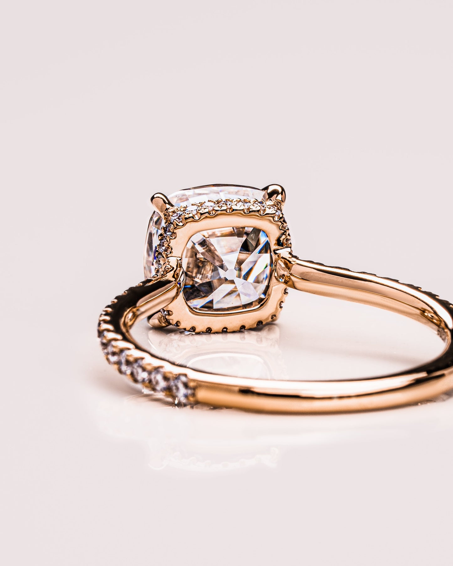 1.74 CT Cushion Solitaire Pave Moissanite Engagement Ring