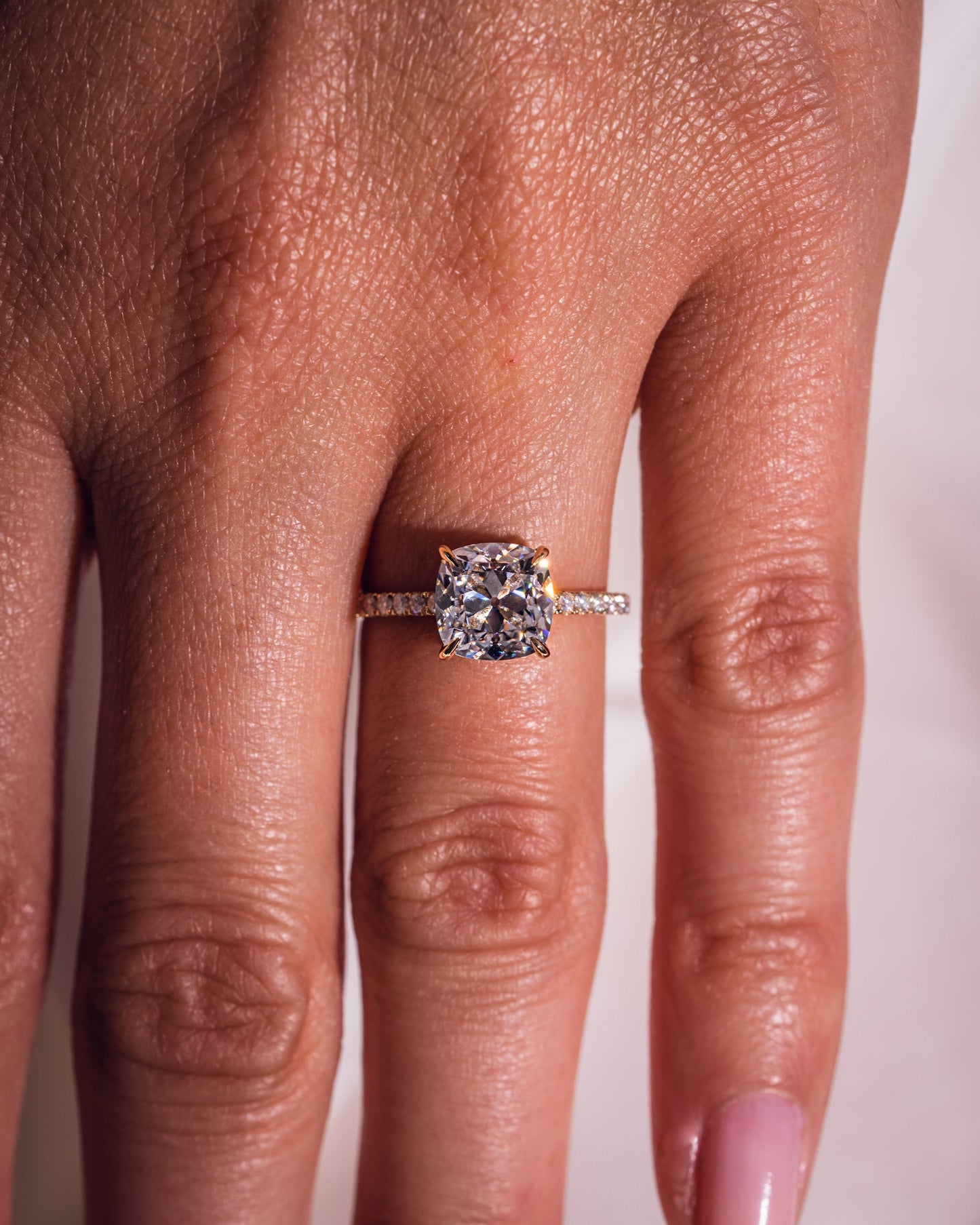 1.74 CT Cushion Solitaire Pave Moissanite Engagement Ring