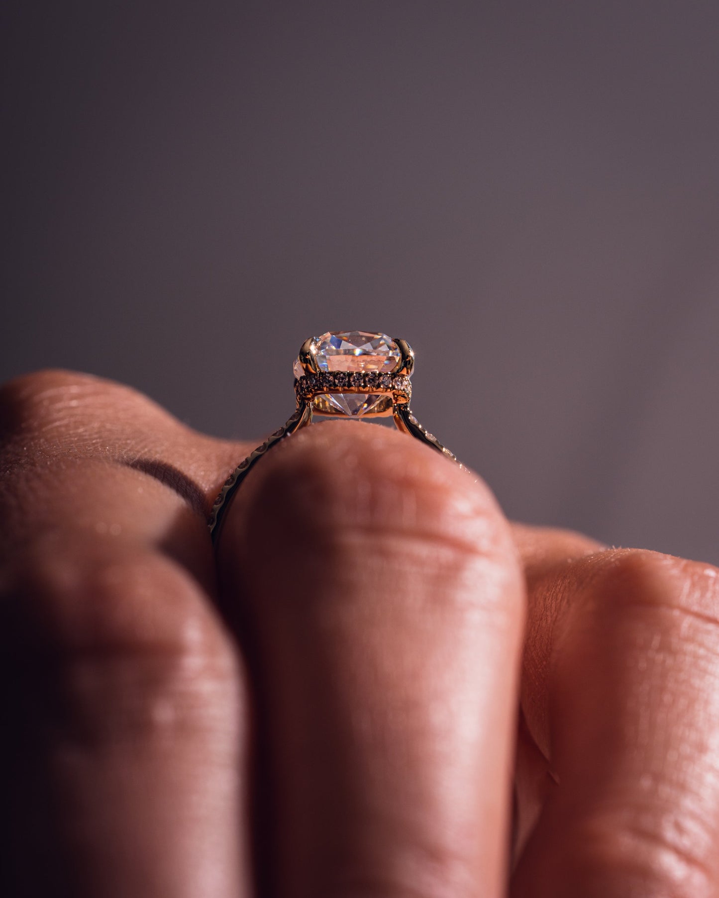 1.74 CT Cushion Solitaire Pave Moissanite Engagement Ring