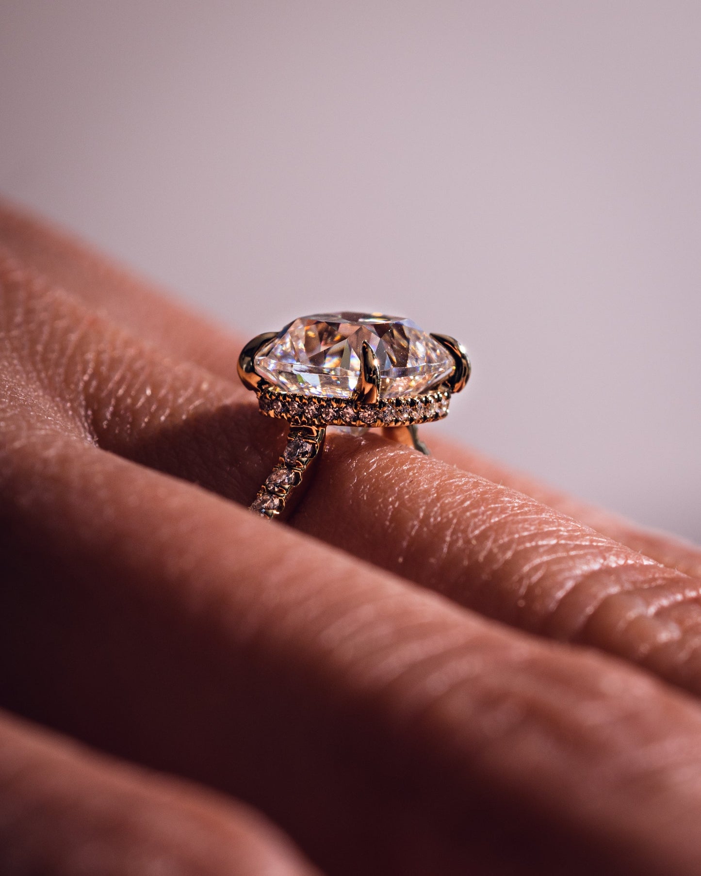 1.74 CT Cushion Solitaire Pave Moissanite Engagement Ring