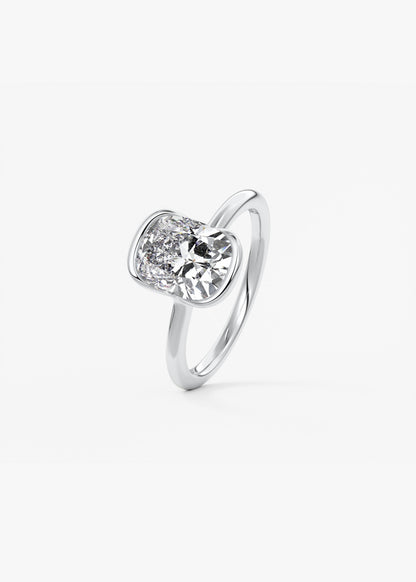 Cushion Half Bezel Lab Grown Diamond Engagement Ring