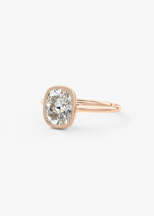 Elongated Cushion Milgrain Bezel Lab Grown Diamond Engagement Ring