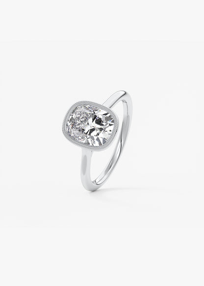 Elongated Cushion Milgrain Bezel Lab Grown Diamond Engagement Ring