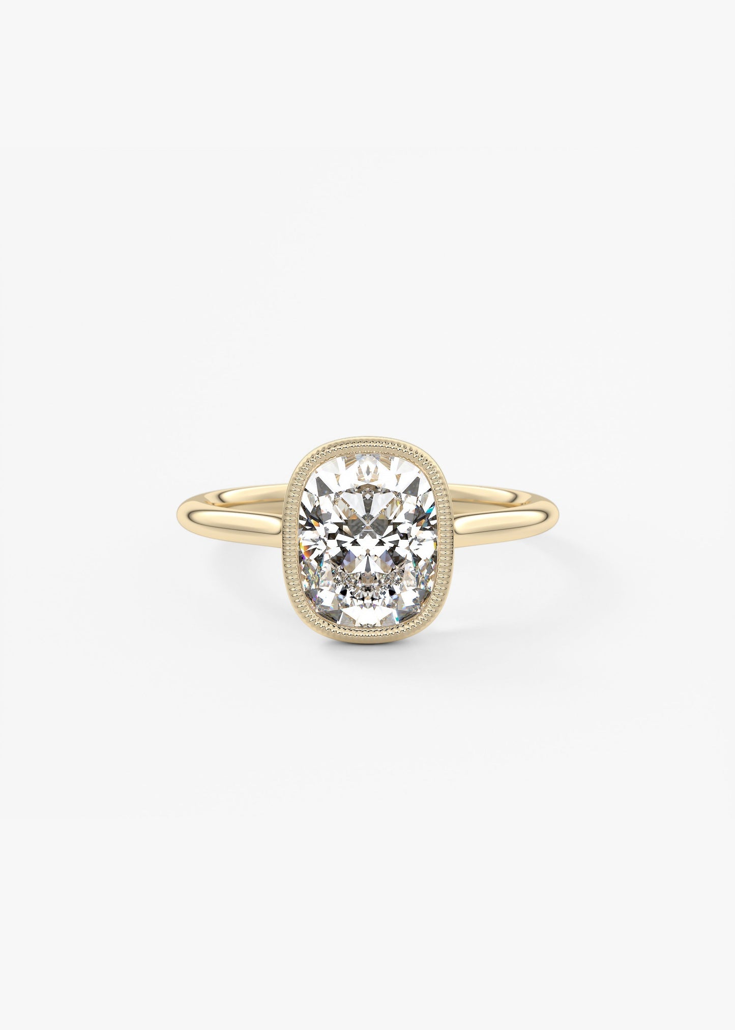 Elongated Cushion Milgrain Bezel Lab Grown Diamond Engagement Ring