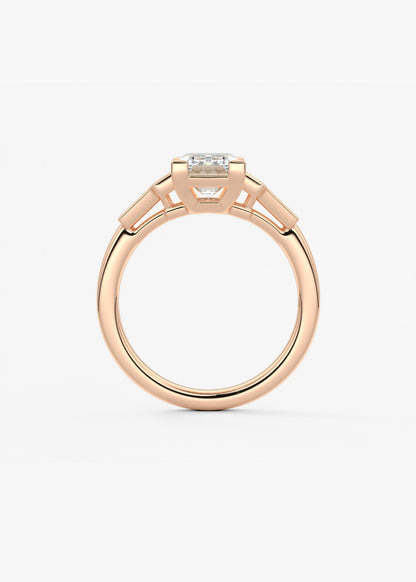 Emerald Five Stones Lab Grown Diamond Engagement Ring