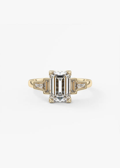 Emerald Five Stones Lab Grown Diamond Engagement Ring