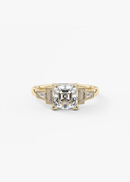 Asscher Five Stones Lab Grown Diamond Engagement Ring