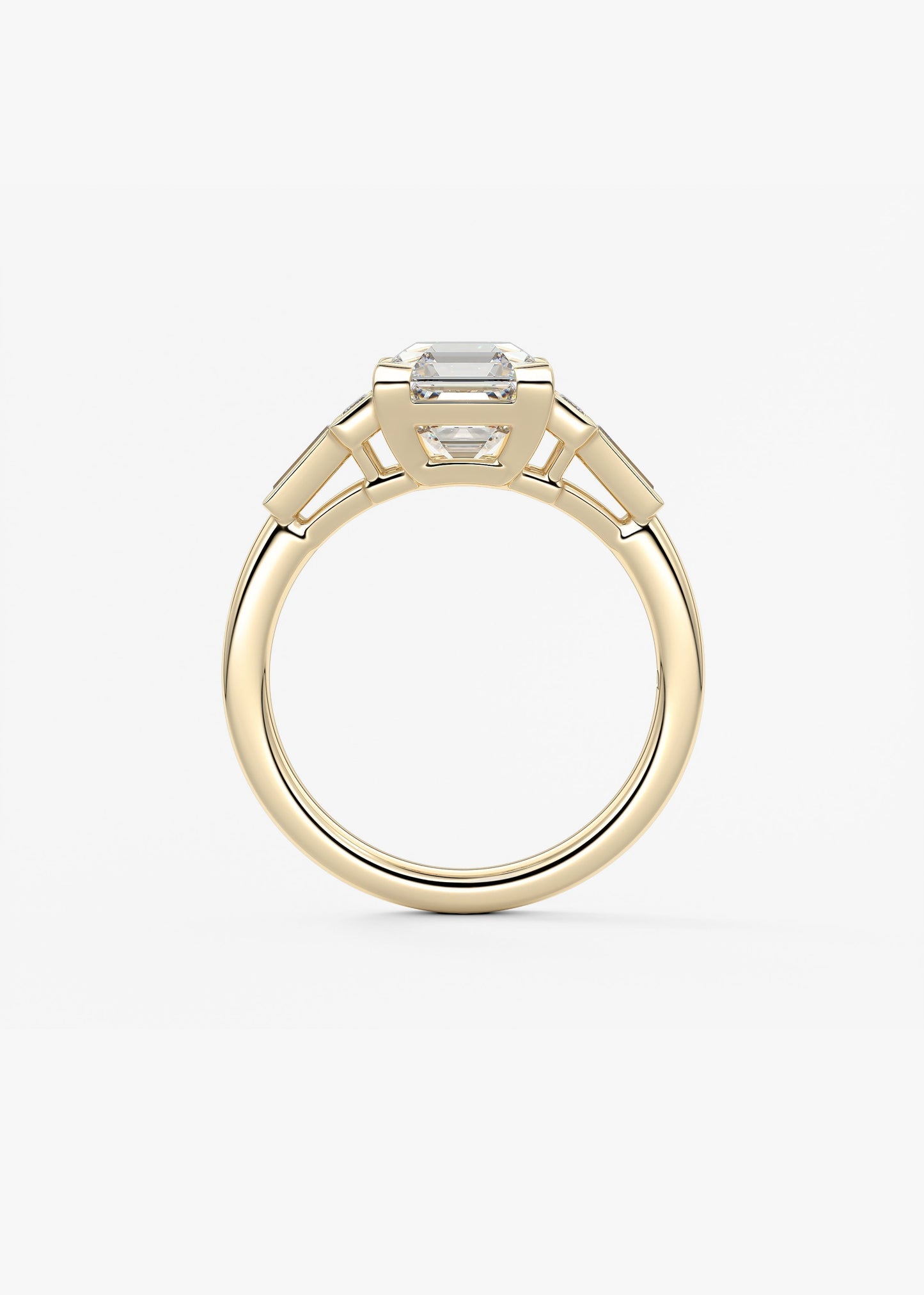 Asscher Five Stones Lab Grown Diamond Engagement Ring