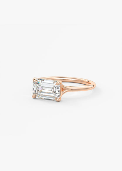 Emerald East West Split Shank Lab Grown Diamond Engagement Ring
