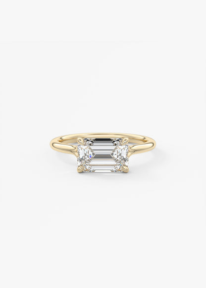 Emerald East West Split Shank Lab Grown Diamond Engagement Ring