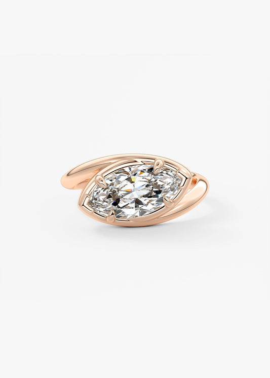 Marquise Swirl Solitaire Lab Grown Diamond Engagement Ring