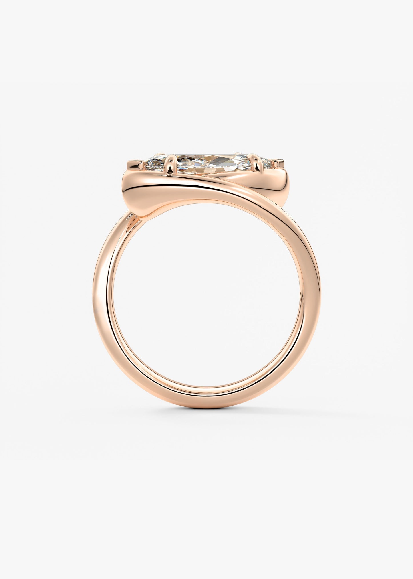 Marquise Swirl Solitaire Lab Grown Diamond Engagement Ring