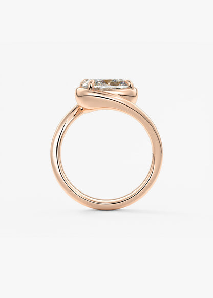 Cushion Swirl Solitaire Lab Grown Diamond Engagement Ring