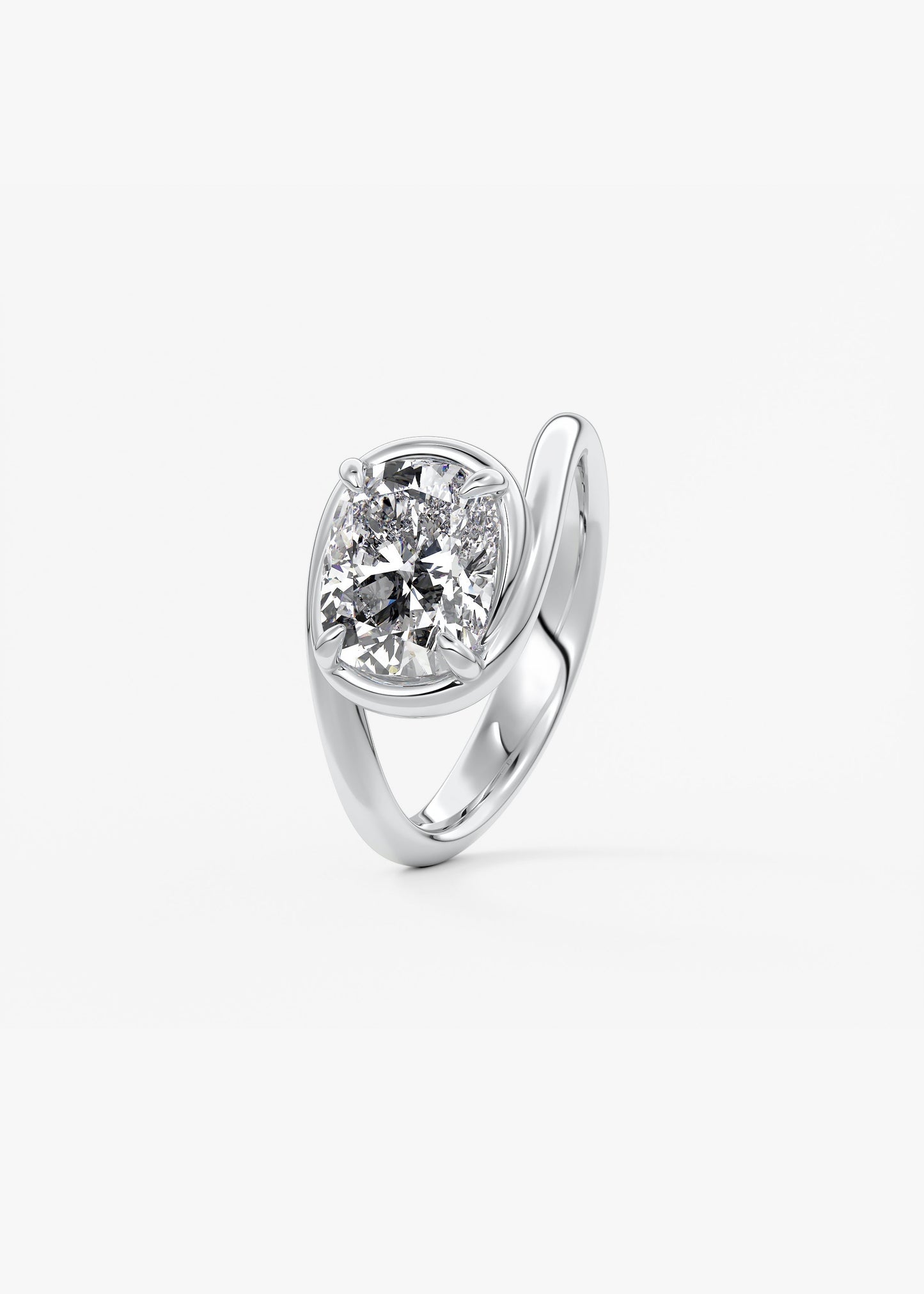 Cushion Swirl Solitaire Lab Grown Diamond Engagement Ring