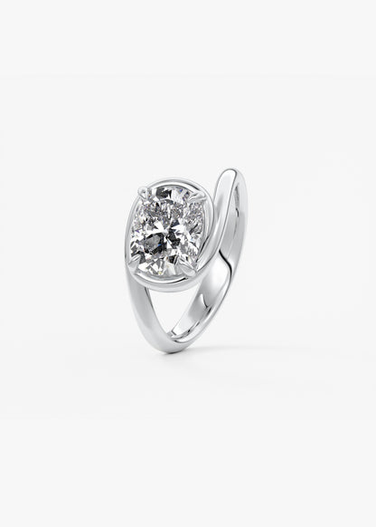 Cushion Swirl Solitaire Lab Grown Diamond Engagement Ring