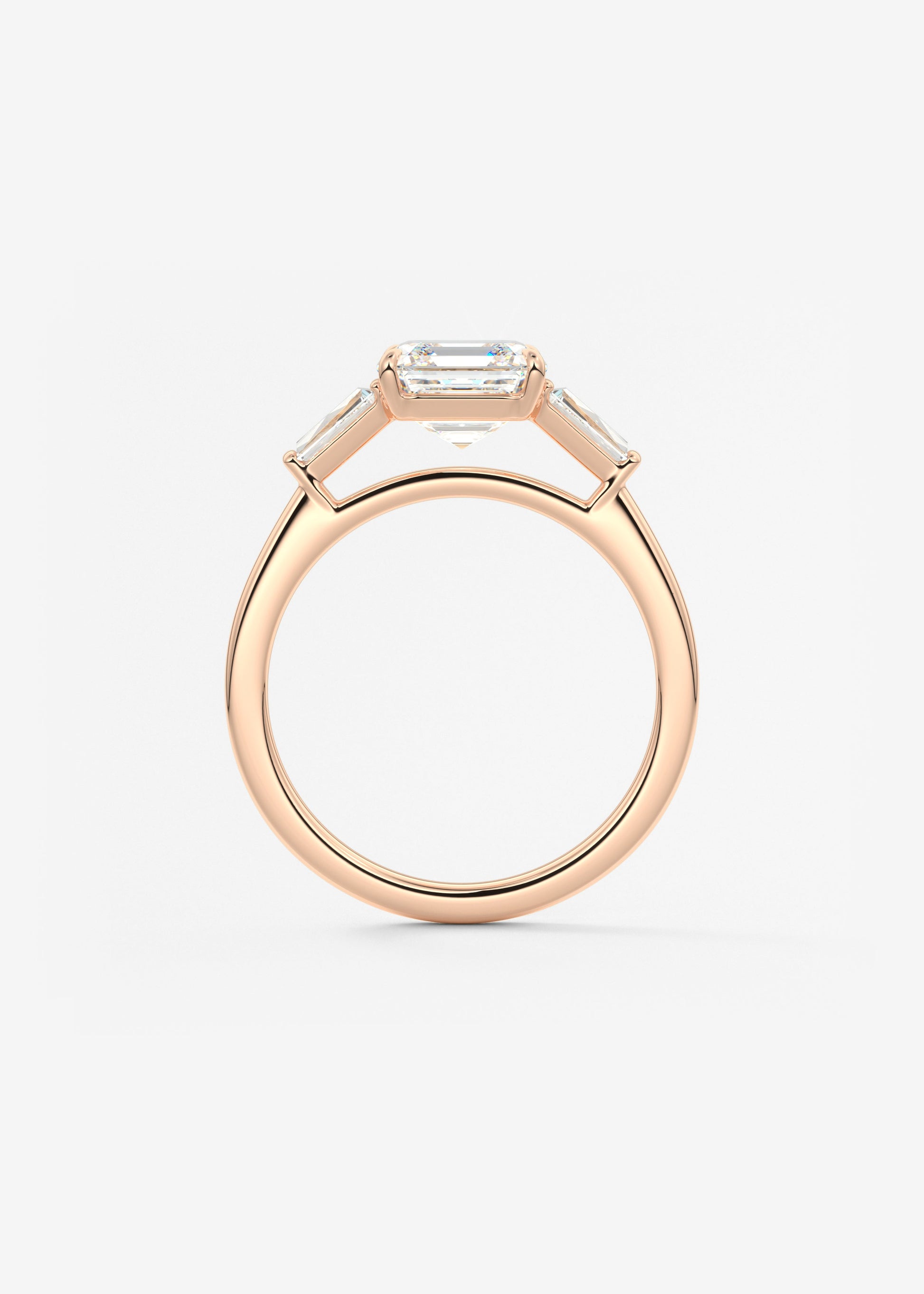 Asscher Three Stone Lab Grown Diamond Engagement Ring